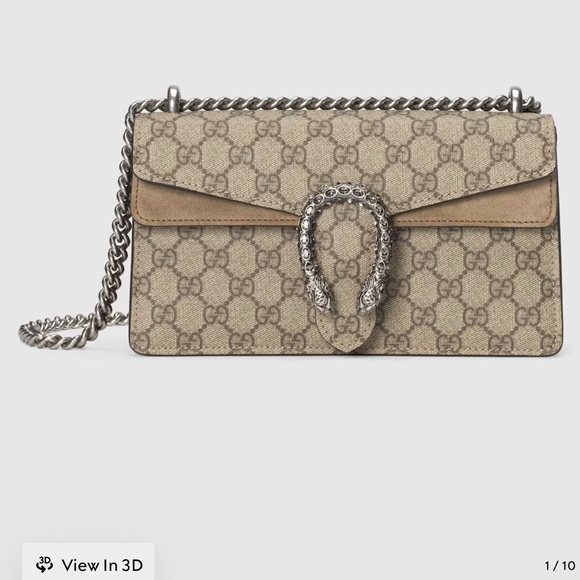 VERIFIED LARGE discontinued Gucci Tan and Silver Shoulder Bag Iconic Monogram - Picture 1 of 4